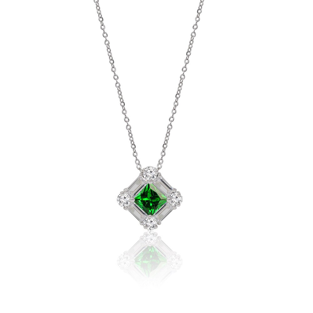 7MM Emerald Square CZ Necklace